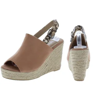 "Emory" Taupe Peep Toe Slingback Wedge