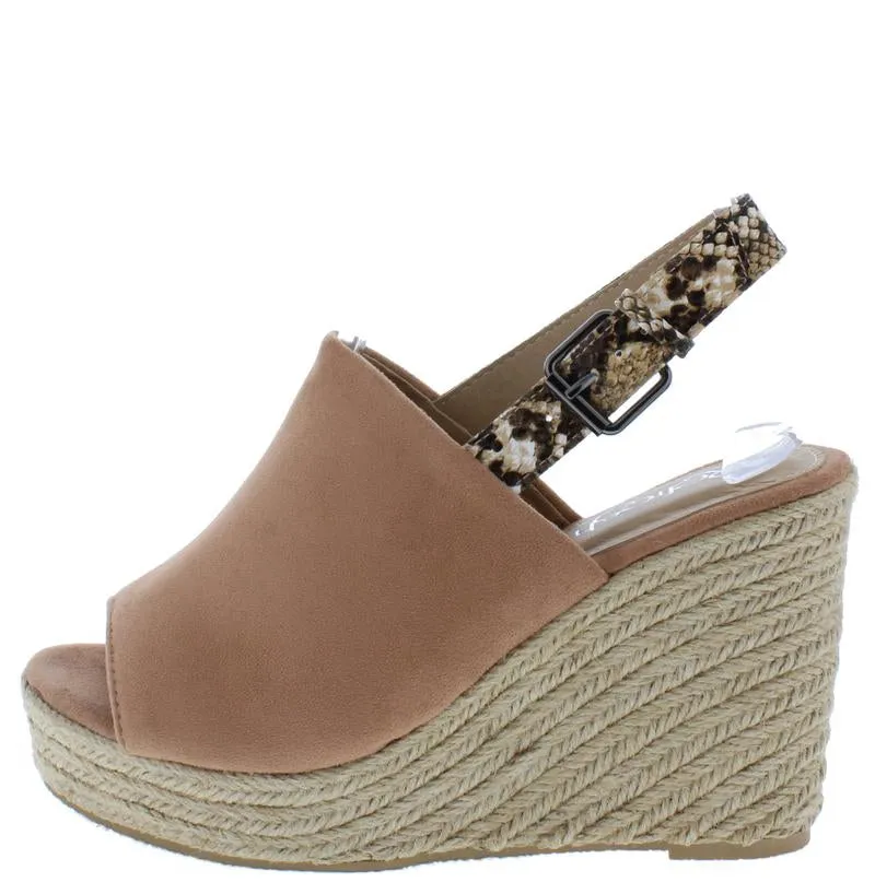 "Emory" Taupe Peep Toe Slingback Wedge