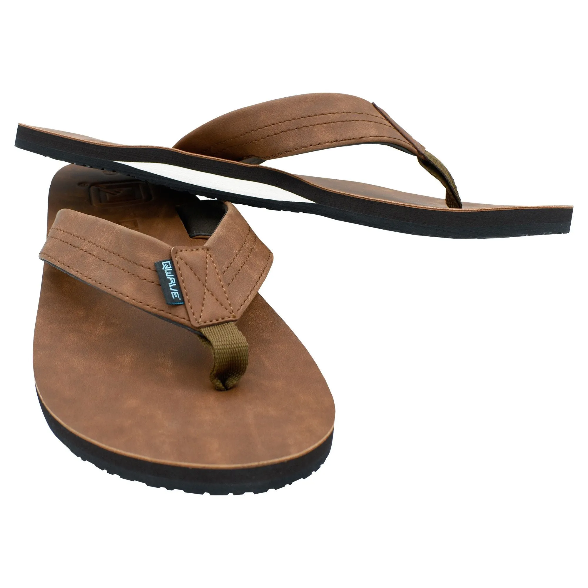 Qwave Vegan Leather Flip Flops for Men