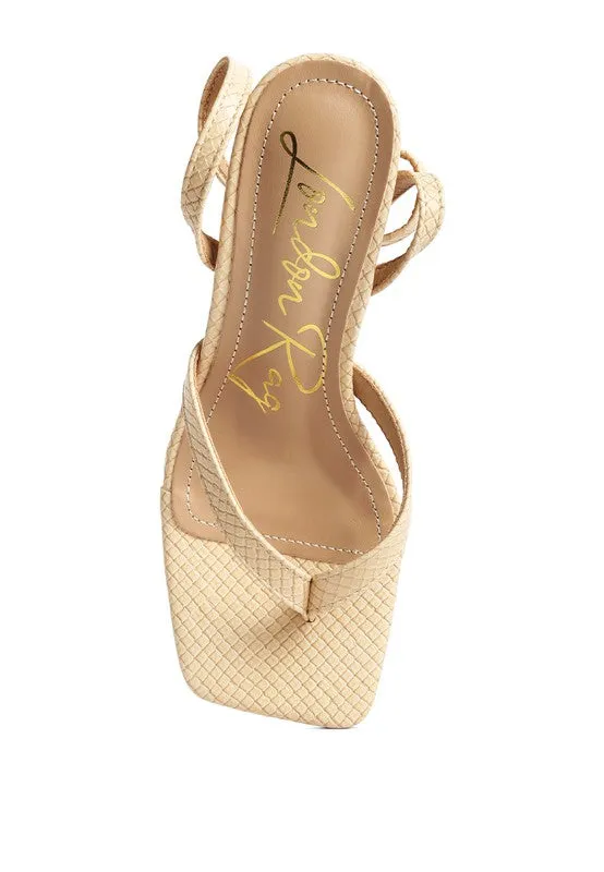 RAG & Co. - CELTY Ankle Strap Spool Heel Thong Sandals