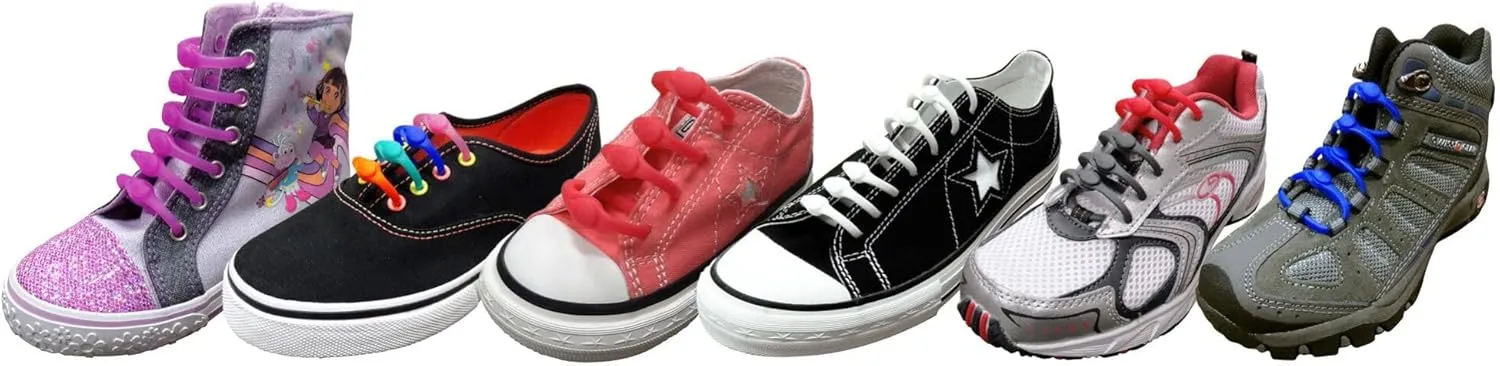 Ravenox No Tie Silicone Shoelaces - Tieless Slip-On Elastic Laces for Adults - Sneakers & Flats - One Size Fits All, Unisex