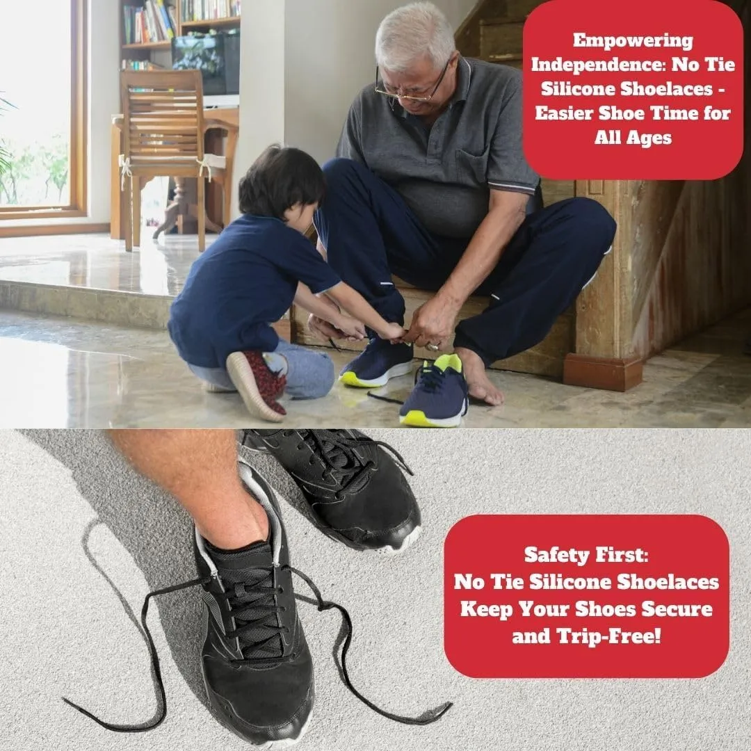 Ravenox No Tie Silicone Shoelaces - Tieless Slip-On Elastic Laces for Adults - Sneakers & Flats - One Size Fits All, Unisex