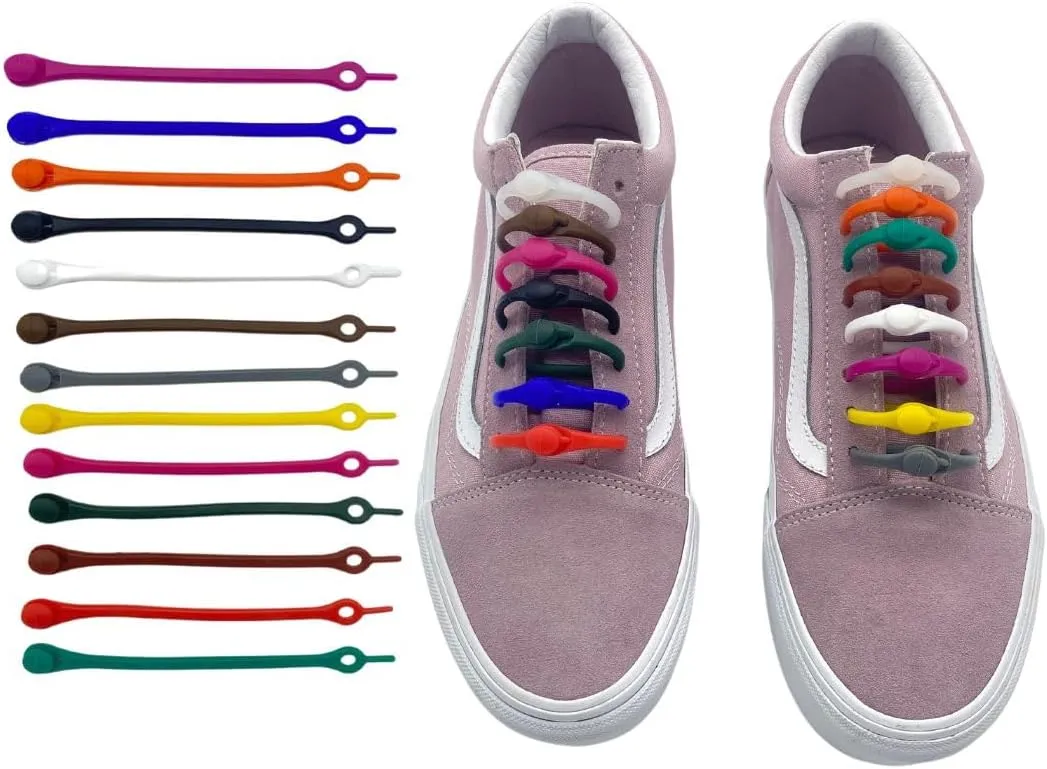 Ravenox No Tie Silicone Shoelaces - Tieless Slip-On Elastic Laces for Adults - Sneakers & Flats - One Size Fits All, Unisex