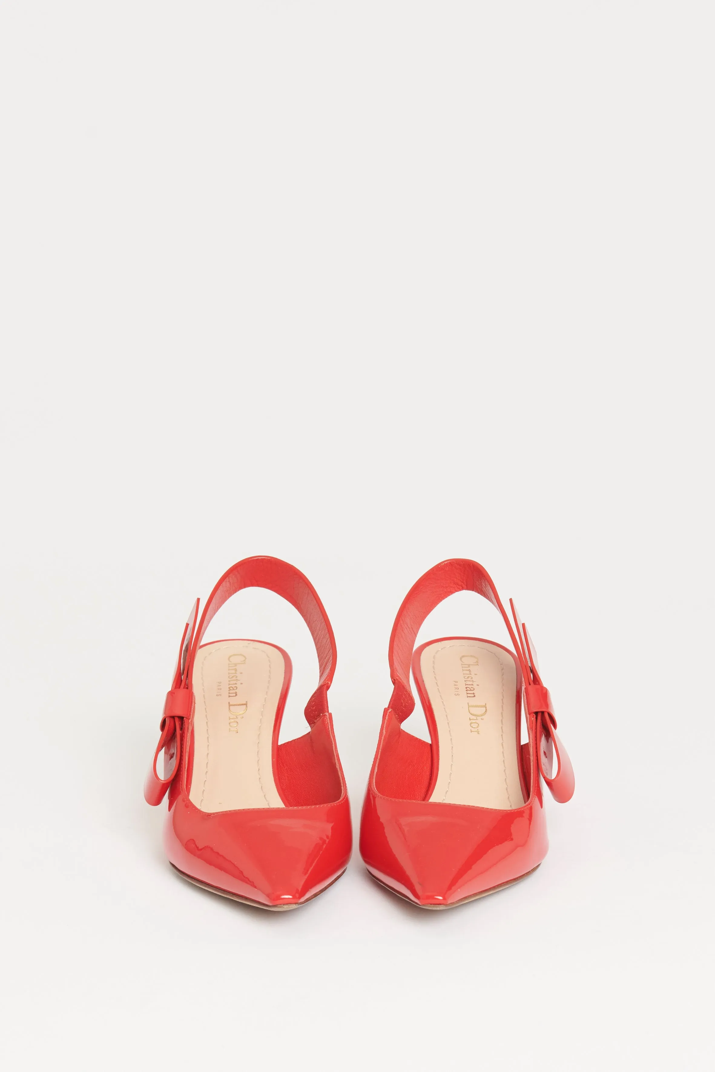 Red Patent Leather Bow Preowned Slingback Heels