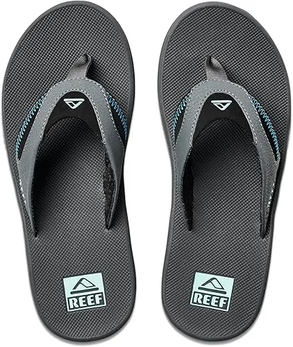 Reef Men's Fanning Flip Flops - Gunmetal/Ocean