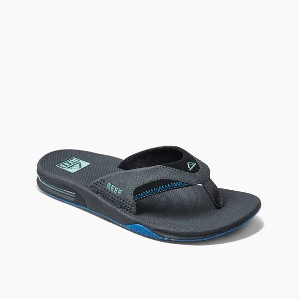 Reef Men's Fanning Flip Flops - Gunmetal/Ocean