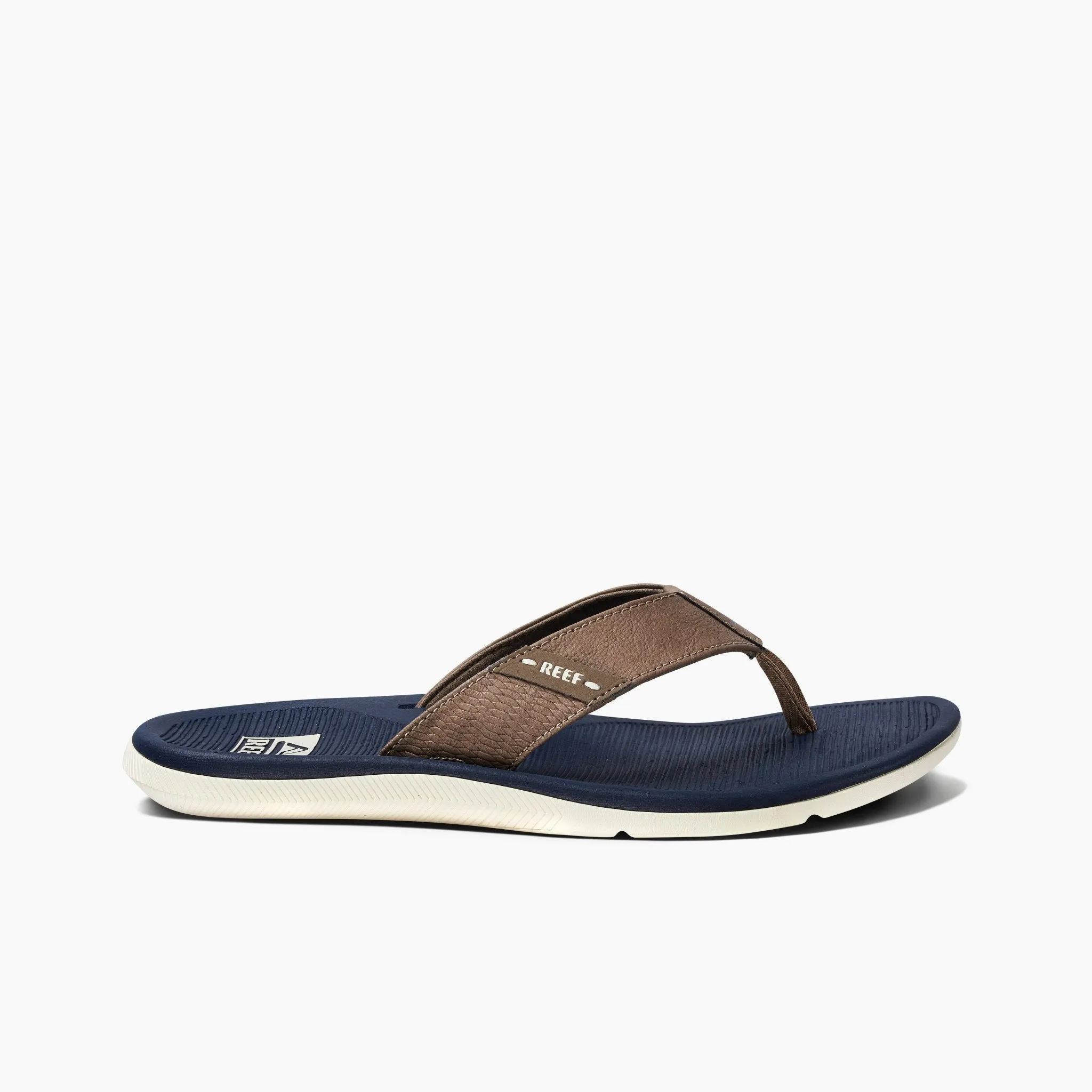 Reef "Santa Ana" Vegan Leather Men's Sandals in Navy/Khaki