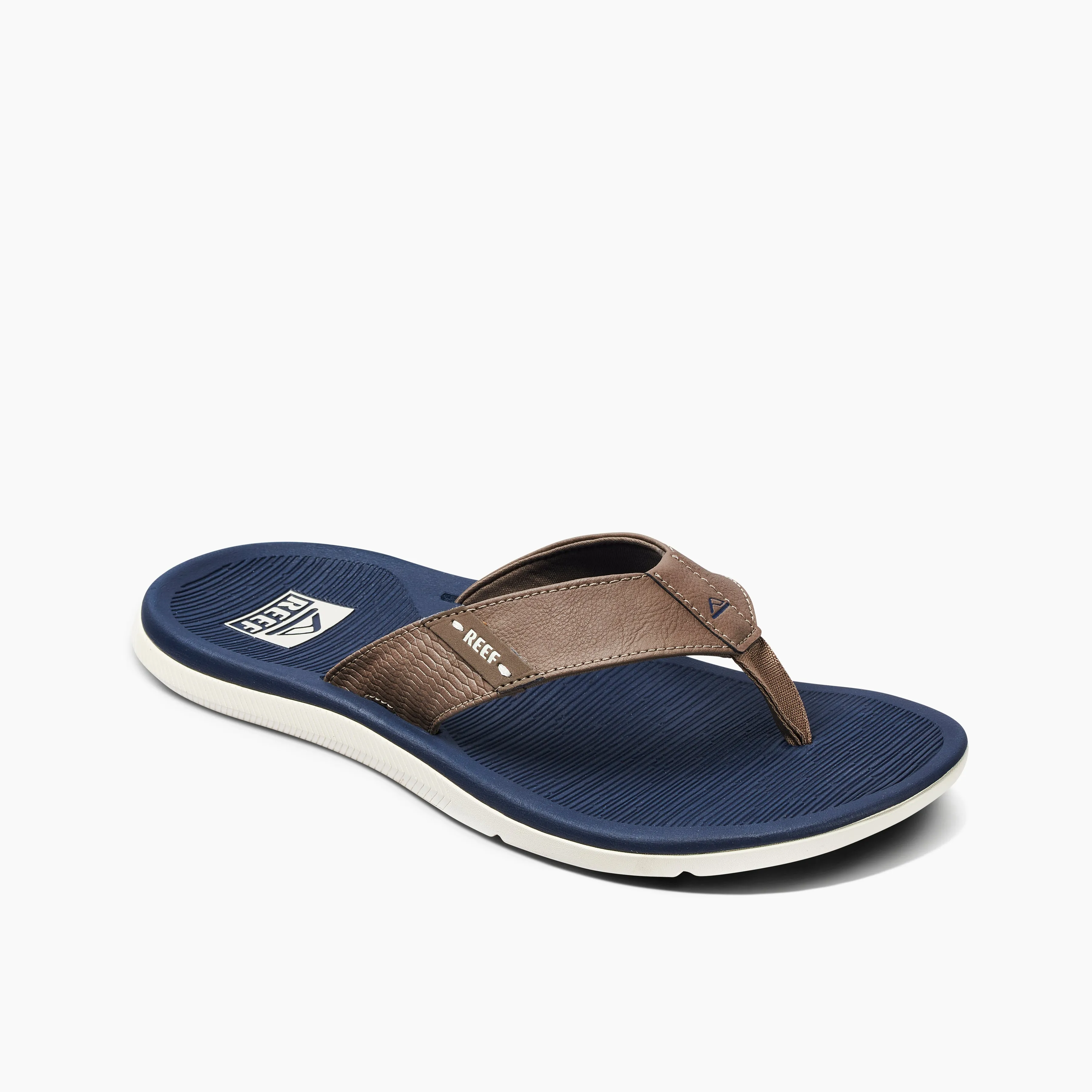 Reef "Santa Ana" Vegan Leather Men's Sandals in Navy/Khaki