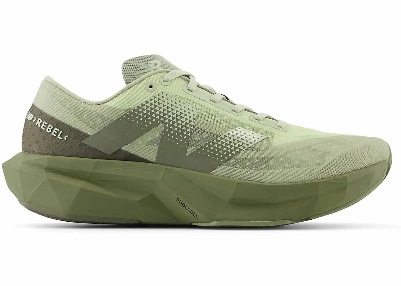 New Balance FuelCell Rebel v4Olivine Dark Camo ZipUpClosure LeatherUpper