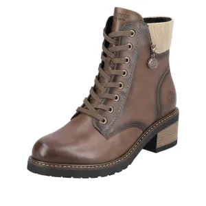 Remonte D1A70-22 Ladies Chestnut Brown Leather Zip & Lace Ankle Boots
