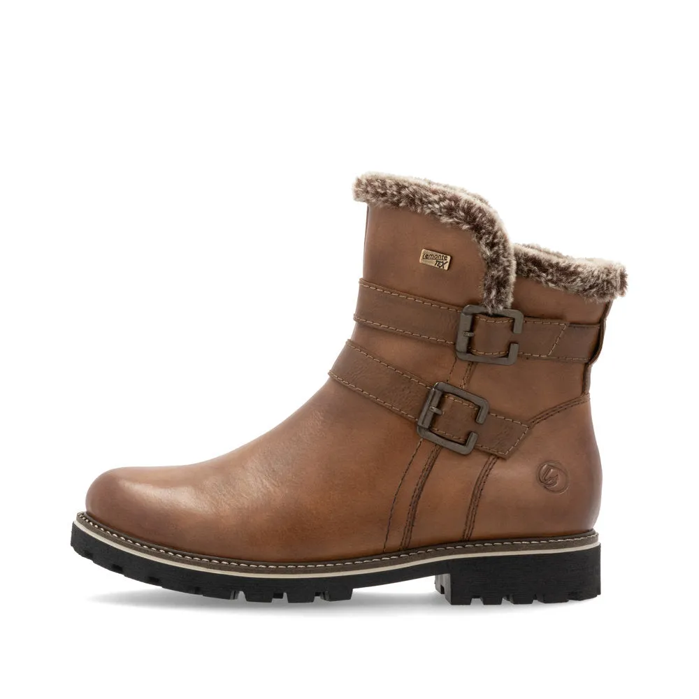 Remonte Ladies Buckle Side Zip Up Ankle Boot