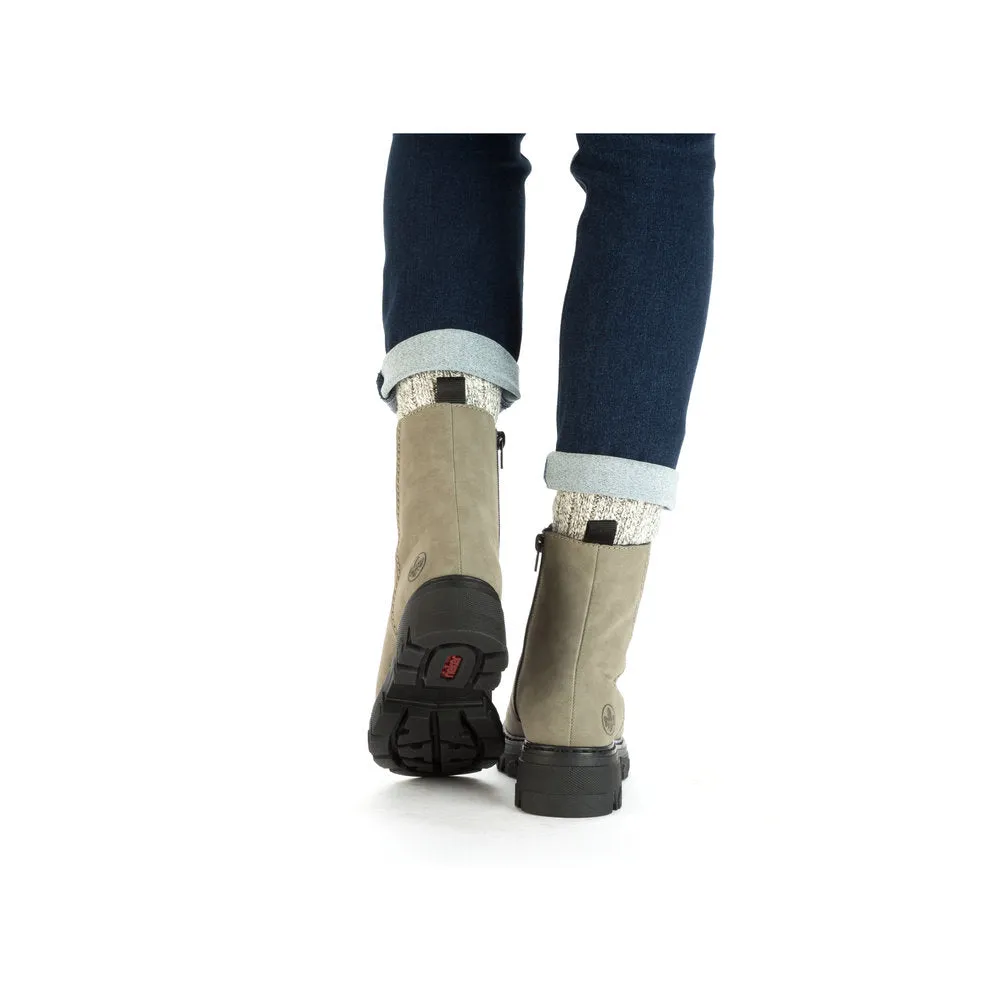 Rieker 74643-52  Ladies Green Side Zip Ankle Boots