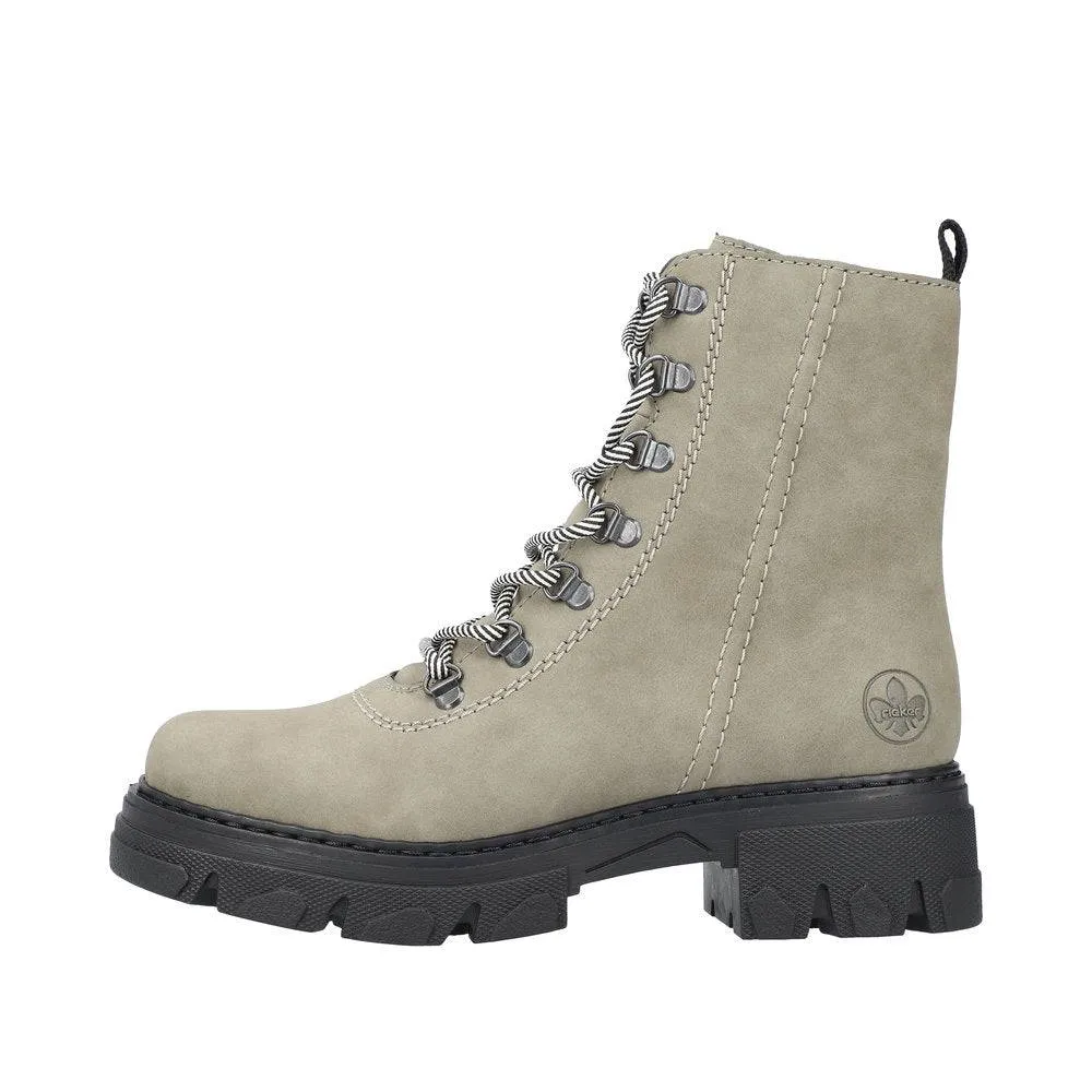 Rieker 74643-52  Ladies Green Side Zip Ankle Boots