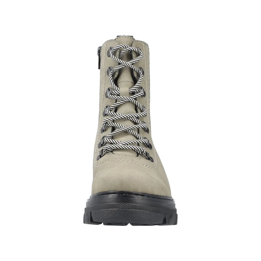 Rieker 74643-52  Ladies Green Side Zip Ankle Boots