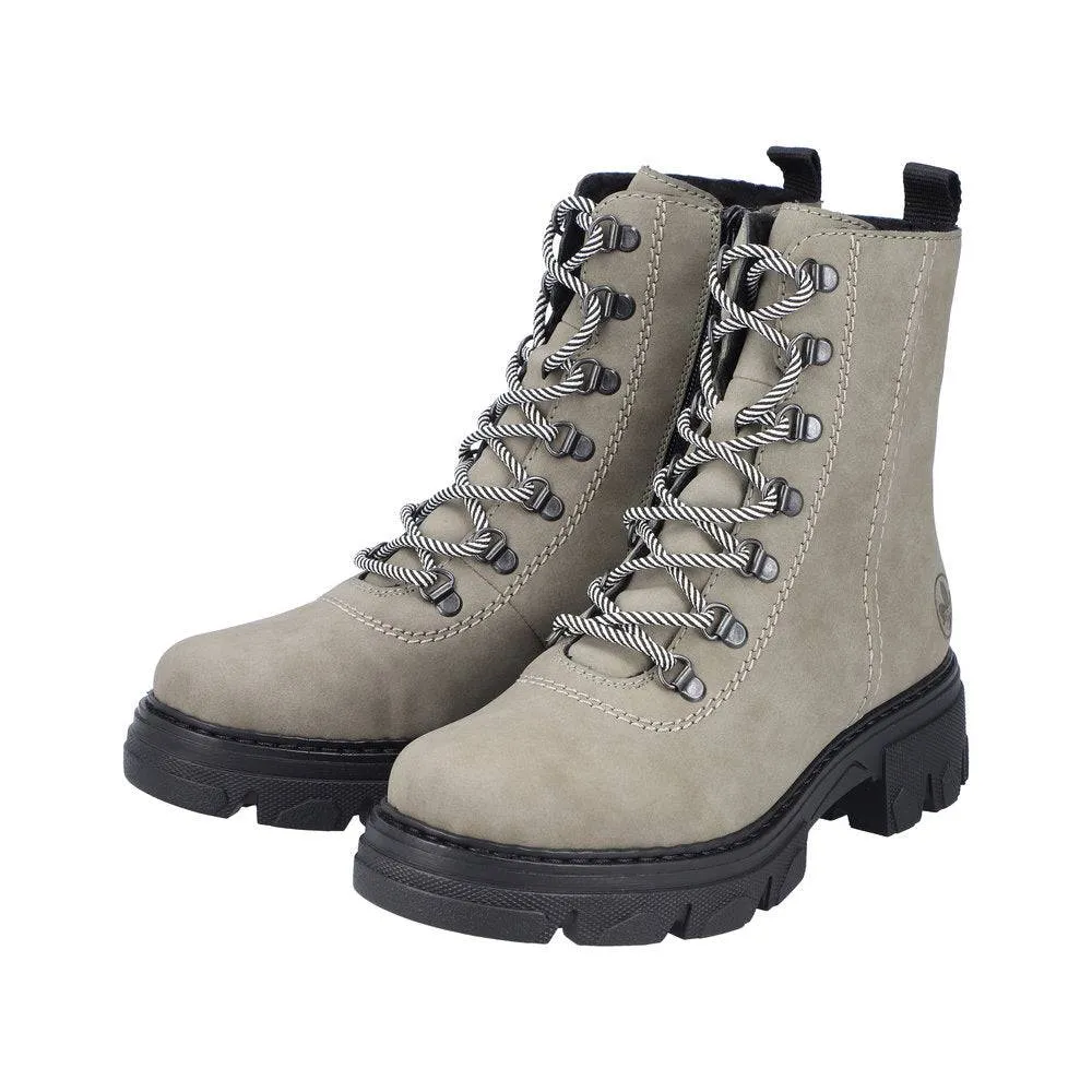 Rieker 74643-52  Ladies Green Side Zip Ankle Boots