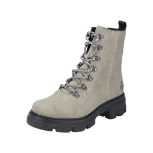 Rieker 74643-52  Ladies Green Side Zip Ankle Boots