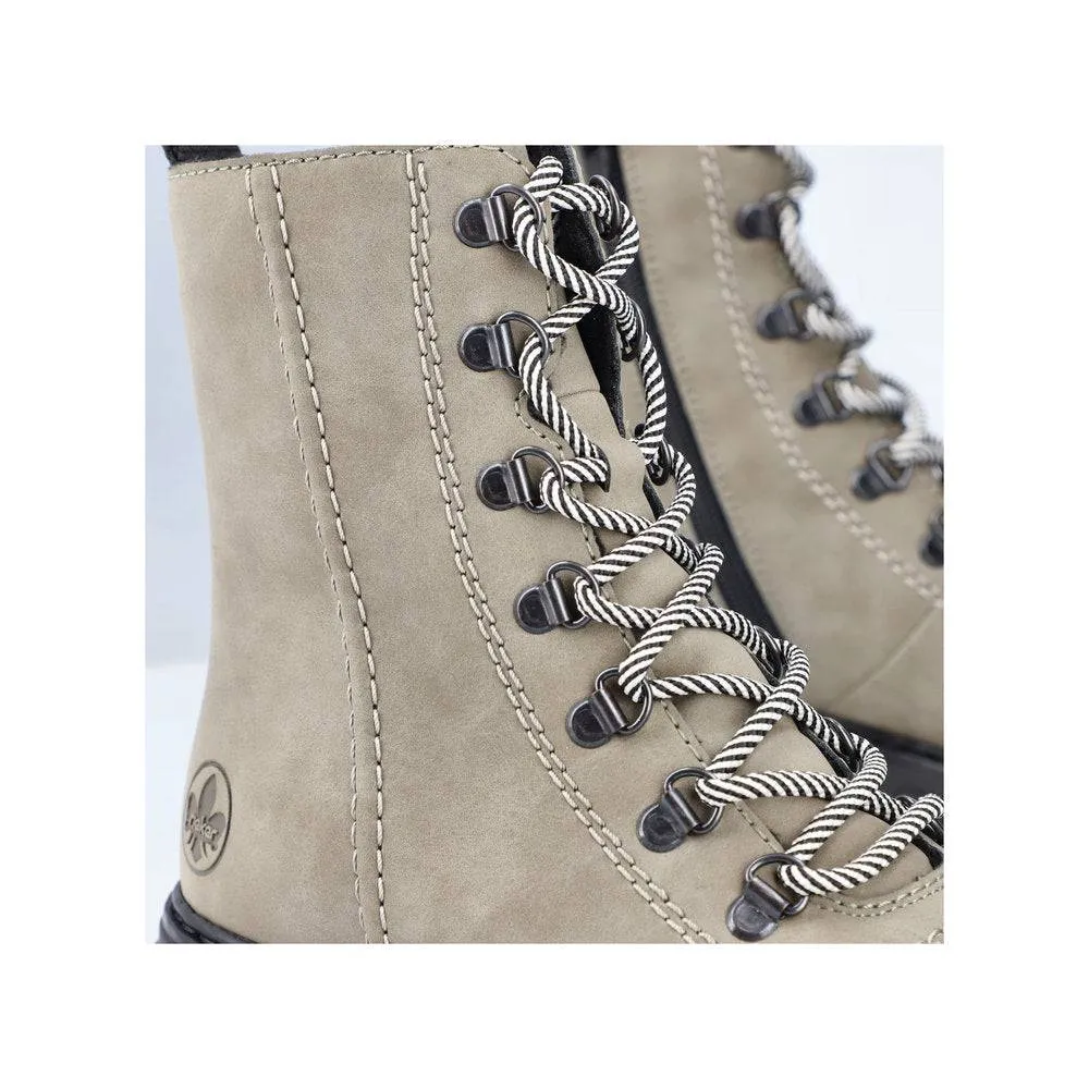 Rieker 74643-52  Ladies Green Side Zip Ankle Boots