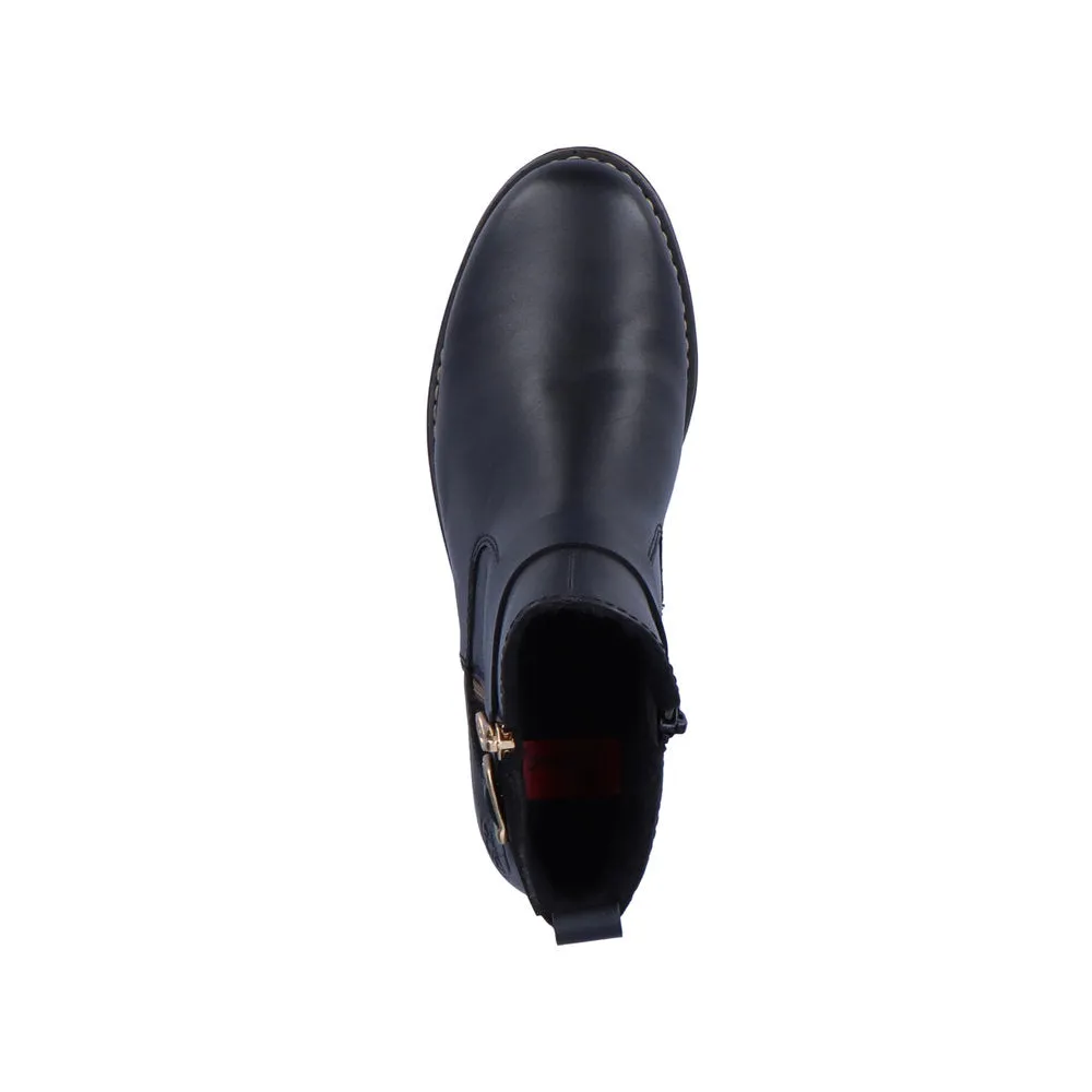 Rieker Z4959-00 Ladies Black Leather Side Zip Ankle Boots