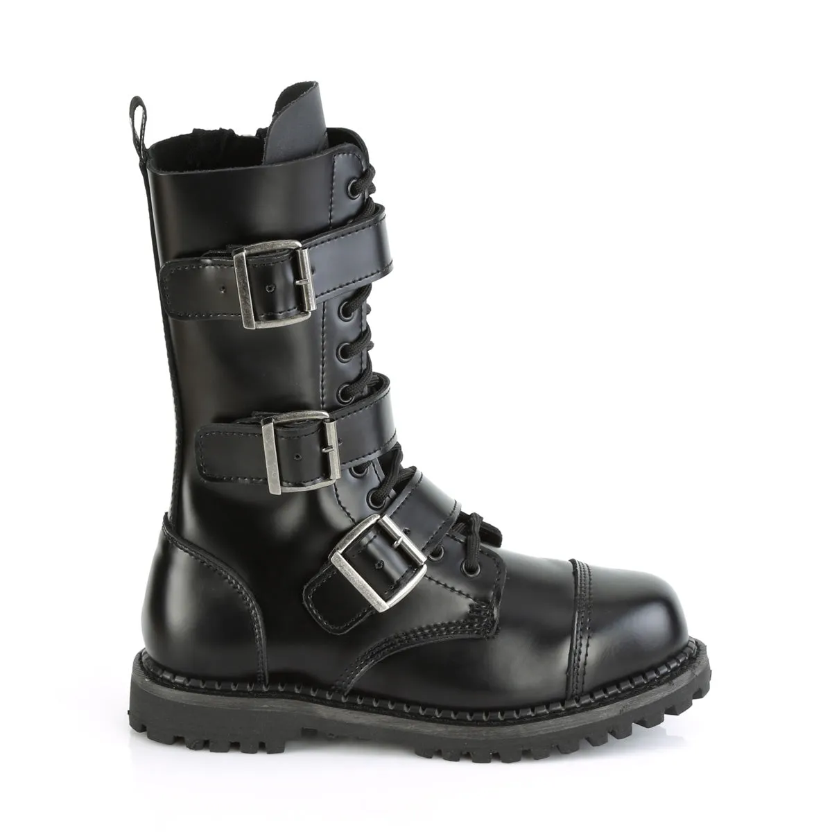 Riot-12BK Leather Combat Boots - Unisex