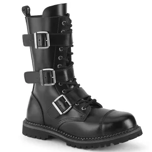 Riot-12BK Leather Combat Boots - Unisex