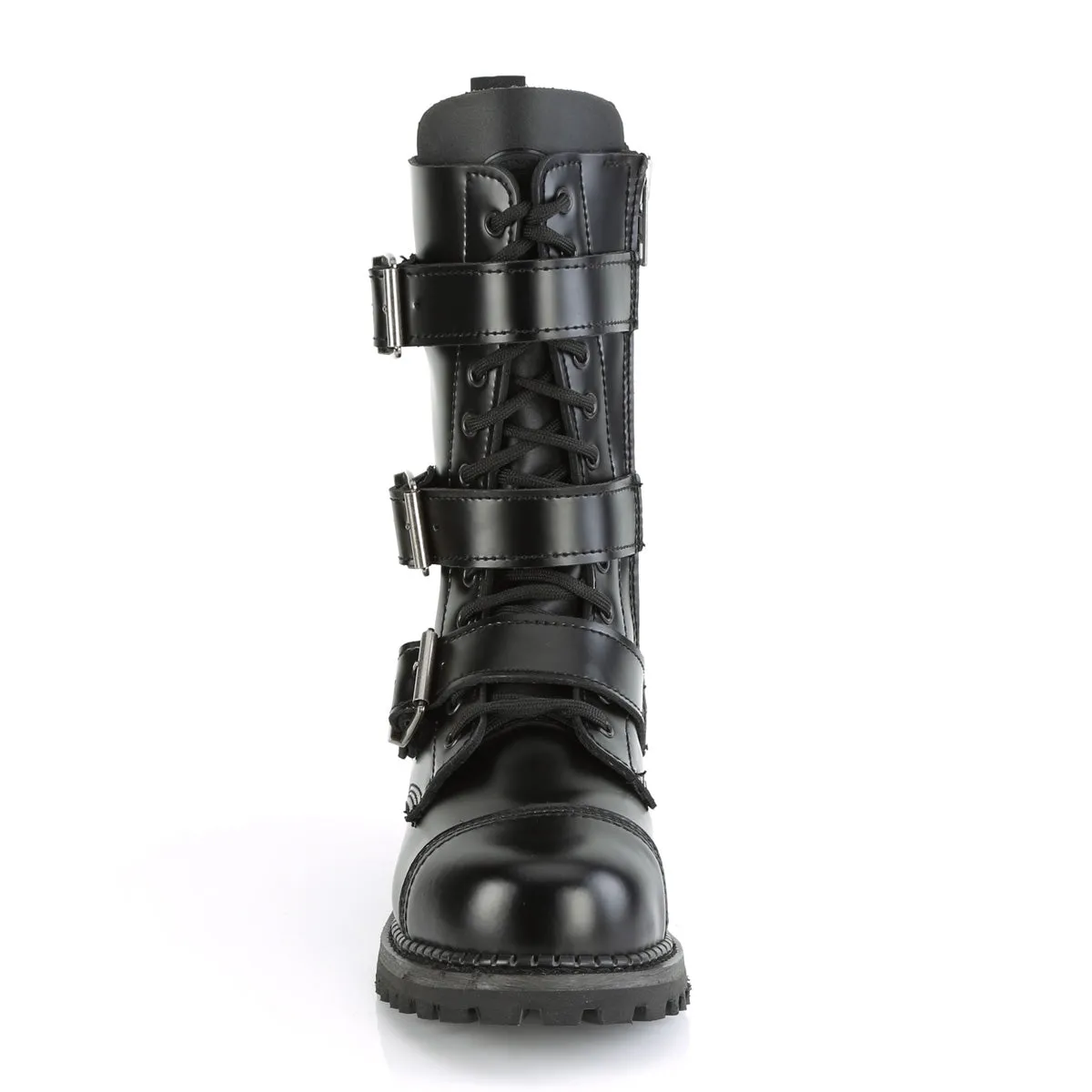 Riot-12BK Leather Combat Boots - Unisex