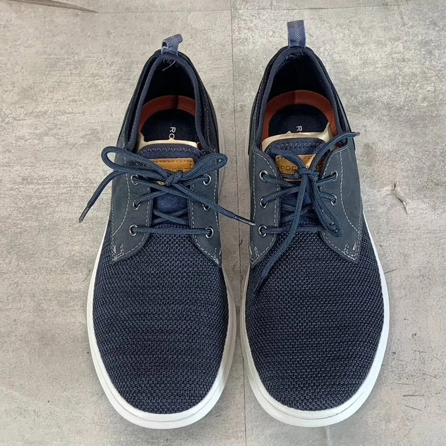 ROCKPORT Men's Navy Nubuck/Mesh Zaden Plain-Toe Lace-Up Oxfords SZ 8.5