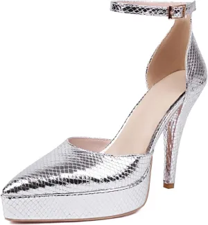 Roimaash Women Dressy Platform Pumps Stiletto High Heels Pointed Toe High Heels