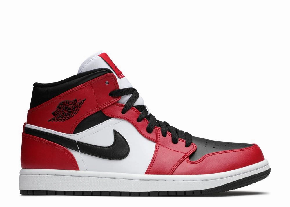 Jordan 1 Mid Chicago Black Toe Padded collar design Adaptive cushioning