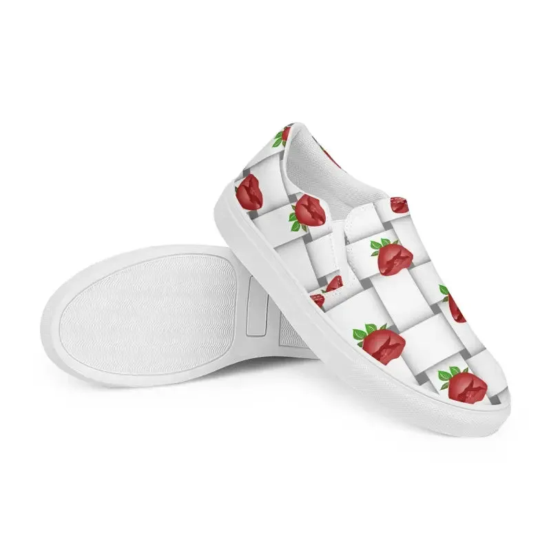 Roses Woven Canvas Shoes Women Slip for Daily Comfort