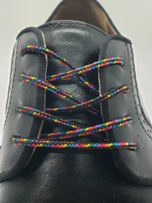 Round Dress Shoelaces - Dark Rainbow