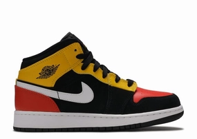 Jordan 1 Mid Black Amarillo Team Orange (GS) (Preowned) indoor exercise