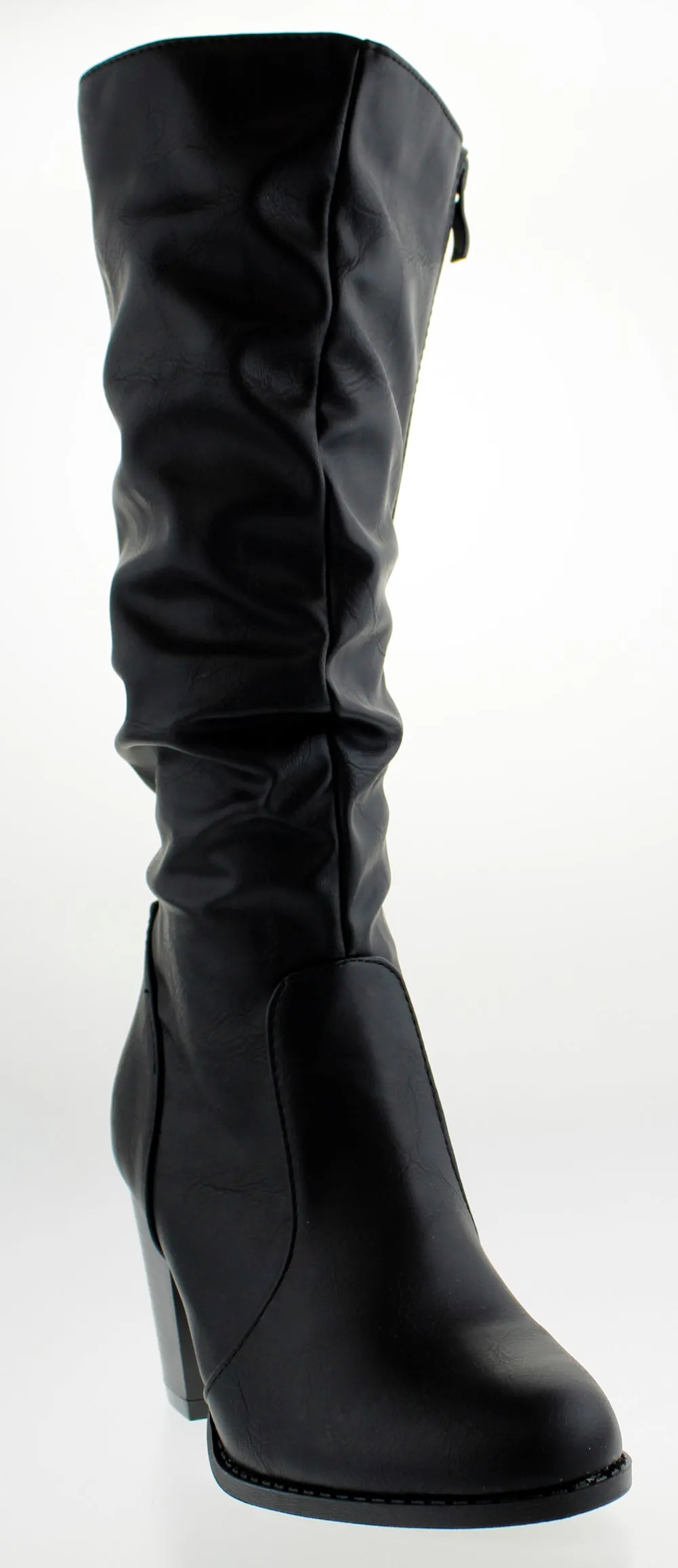 Safety 53 Mid Calf Slouched Chunky Heeled Boot