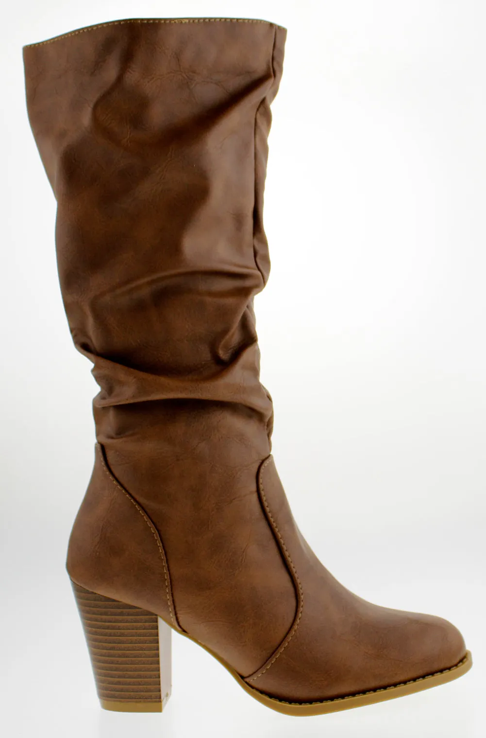 Safety 53 Mid Calf Slouched Chunky Heeled Boot