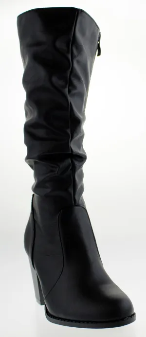Safety 53 Mid Calf Slouched Chunky Heeled Boot