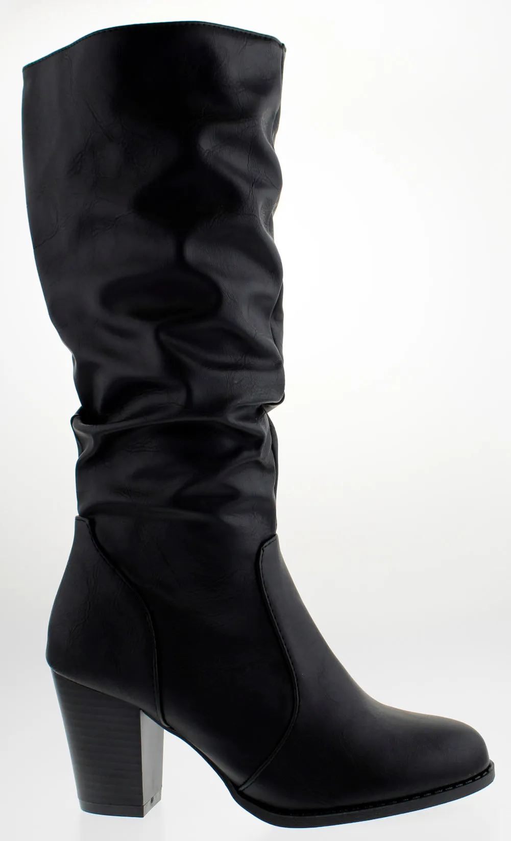 Safety 53 Mid Calf Slouched Chunky Heeled Boot