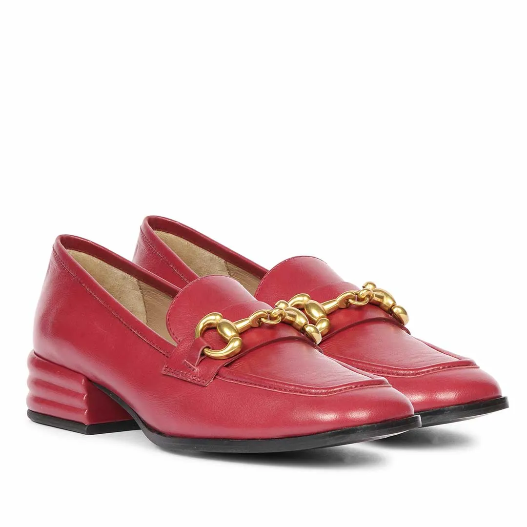 Saint Jenny Cherry Leather Handcrafted Moccasins