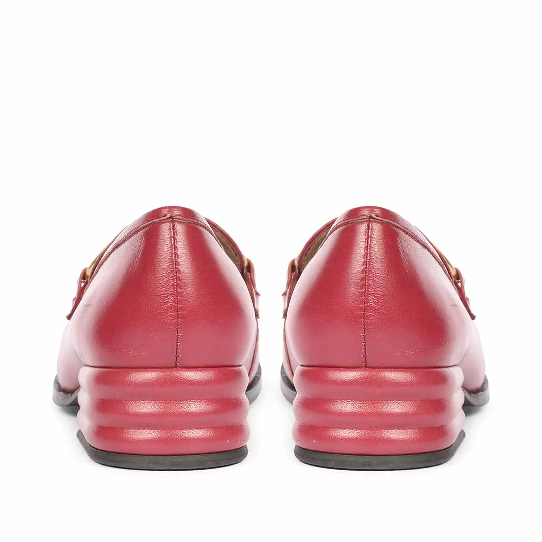 Saint Jenny Cherry Leather Handcrafted Moccasins