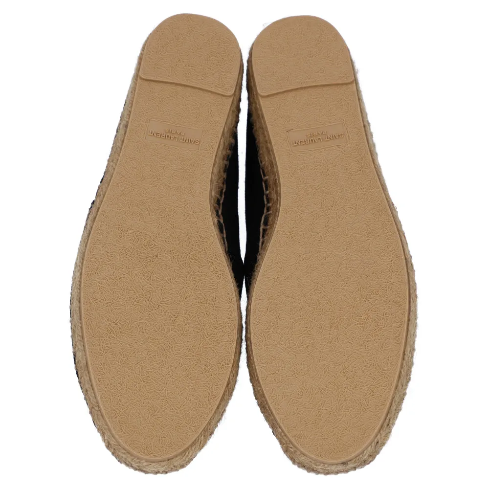 Saint Laurent Embroidered Espadrilles In Canvas Black