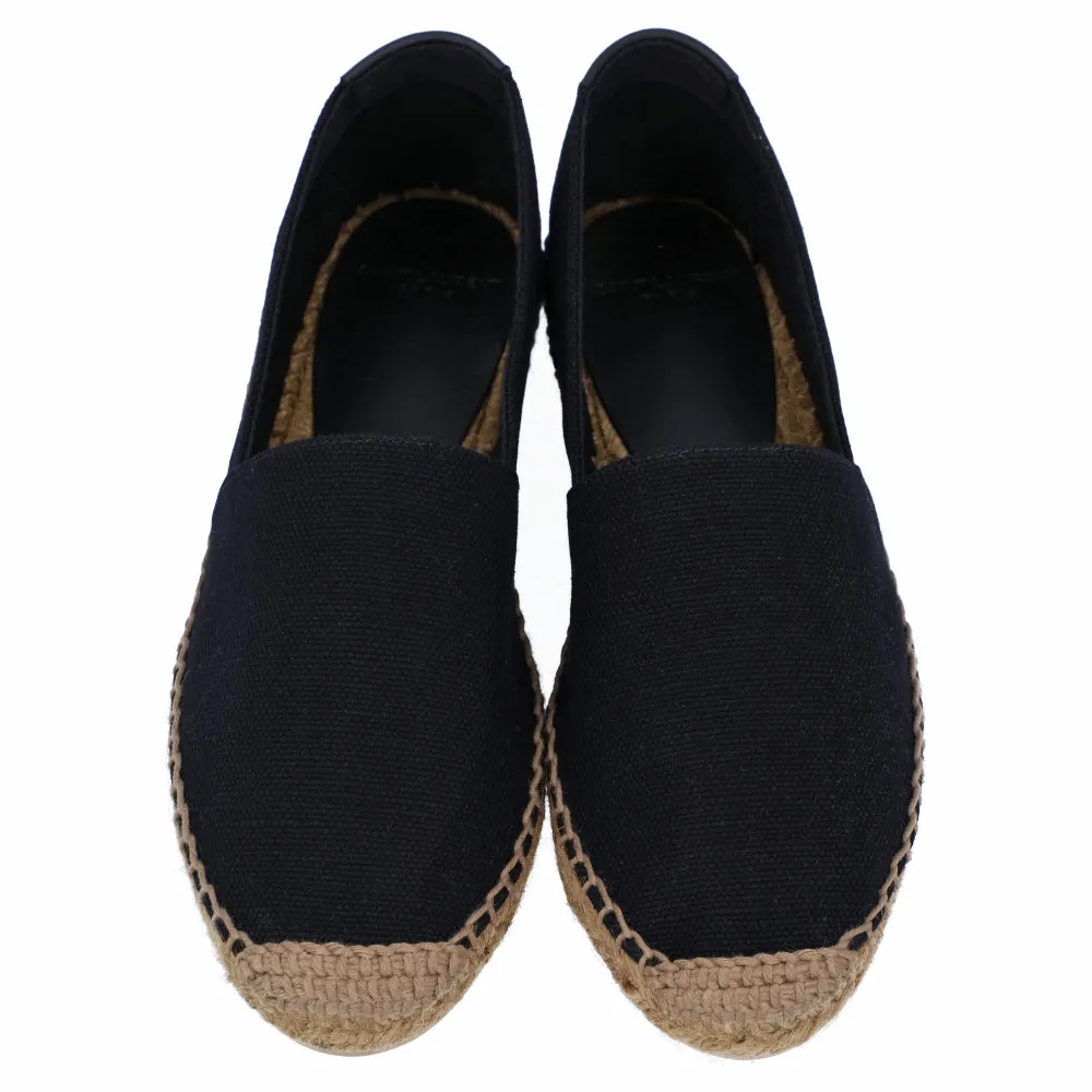Saint Laurent Embroidered Espadrilles In Canvas Black
