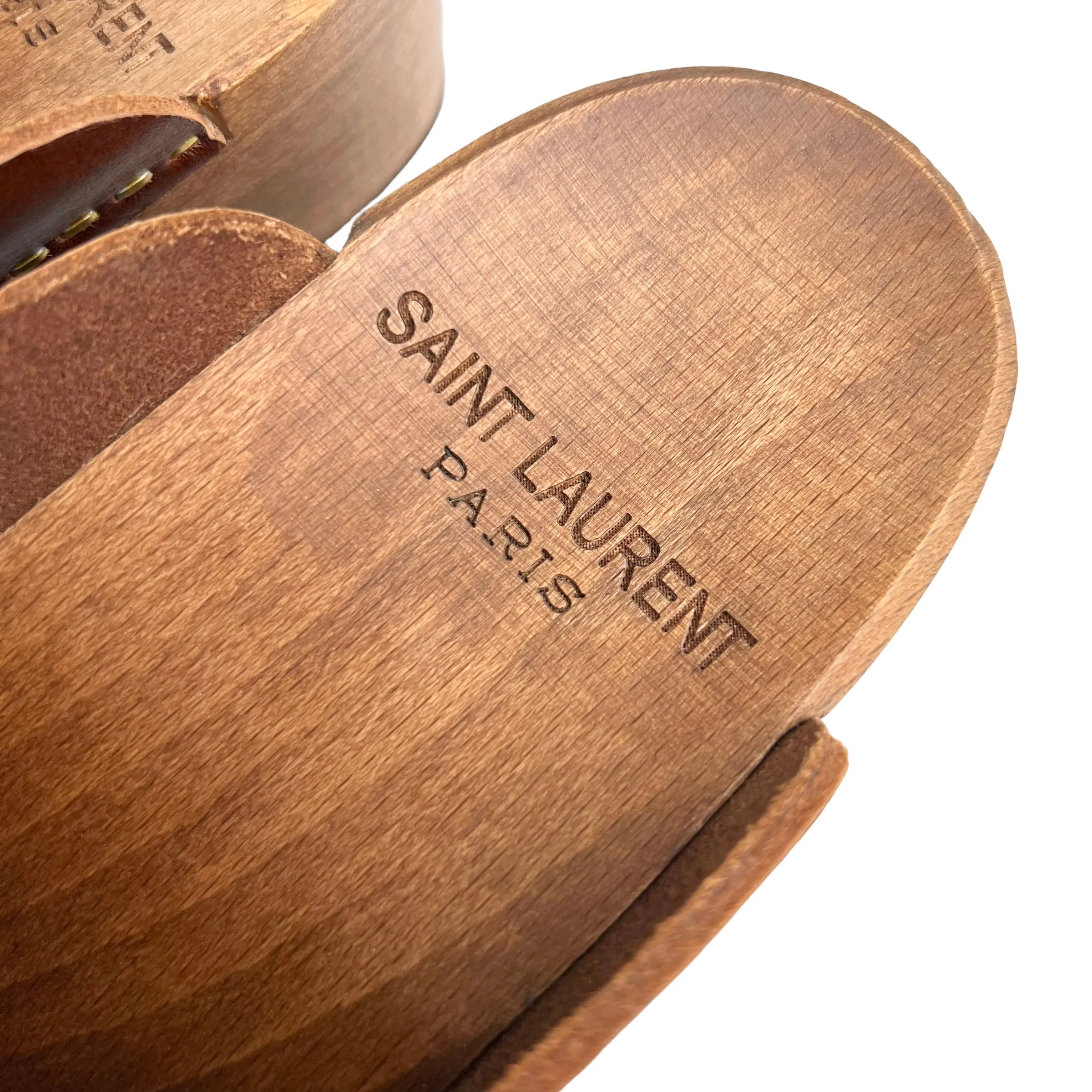 Saint Laurent Sabot Brown Leather Clogs