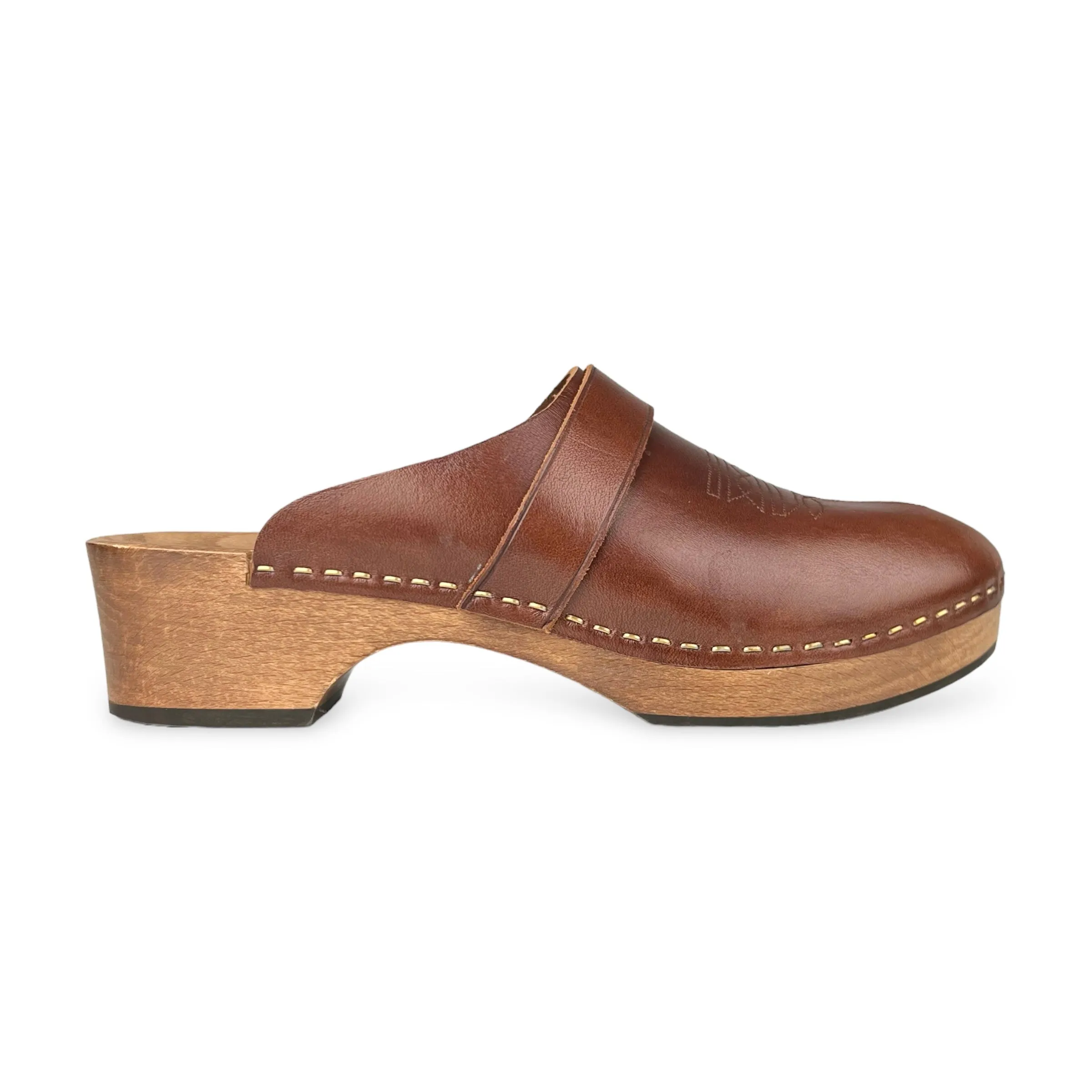 Saint Laurent Sabot Brown Leather Clogs