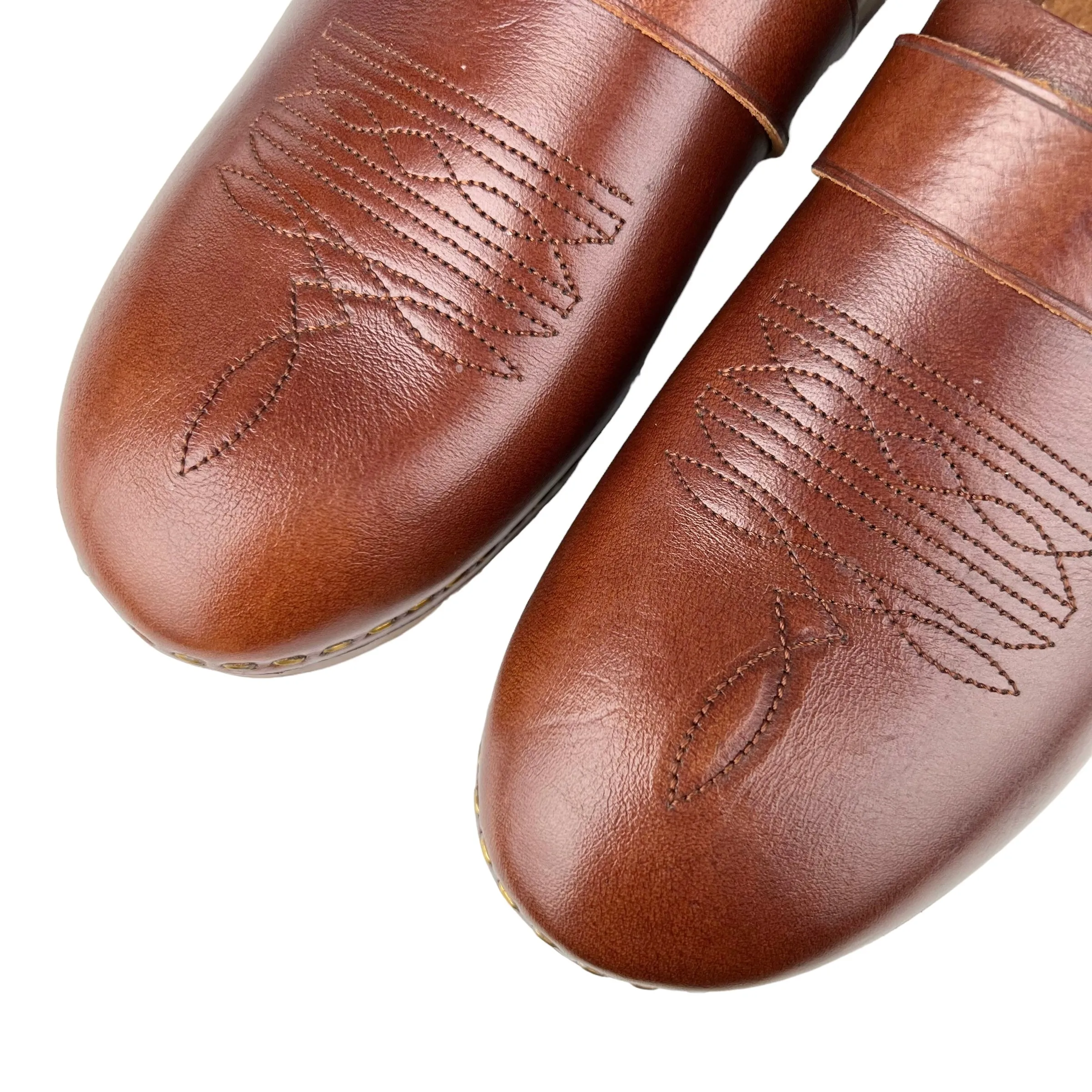 Saint Laurent Sabot Brown Leather Clogs