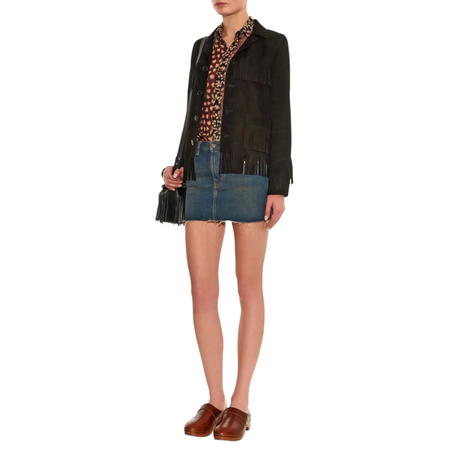 Saint Laurent Sabot Brown Leather Clogs
