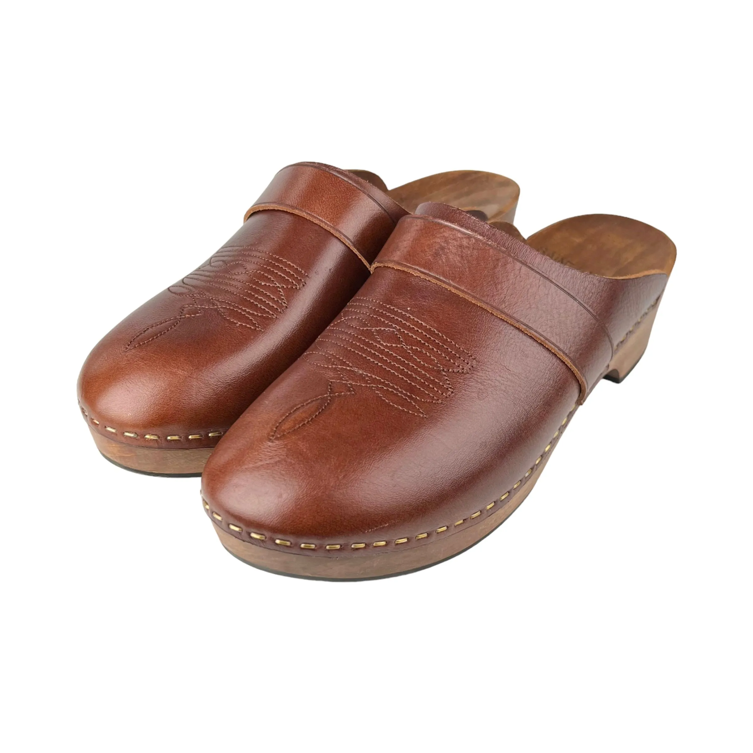 Saint Laurent Sabot Brown Leather Clogs