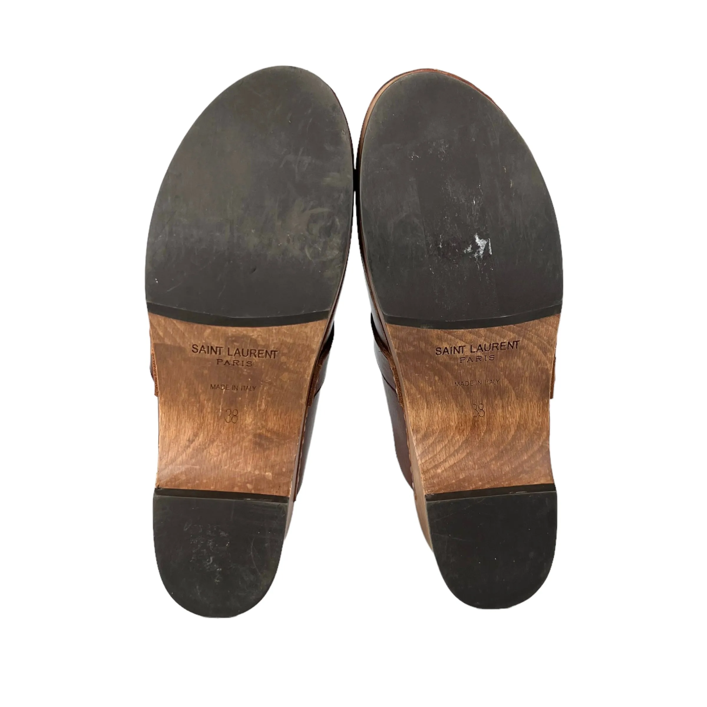 Saint Laurent Sabot Brown Leather Clogs