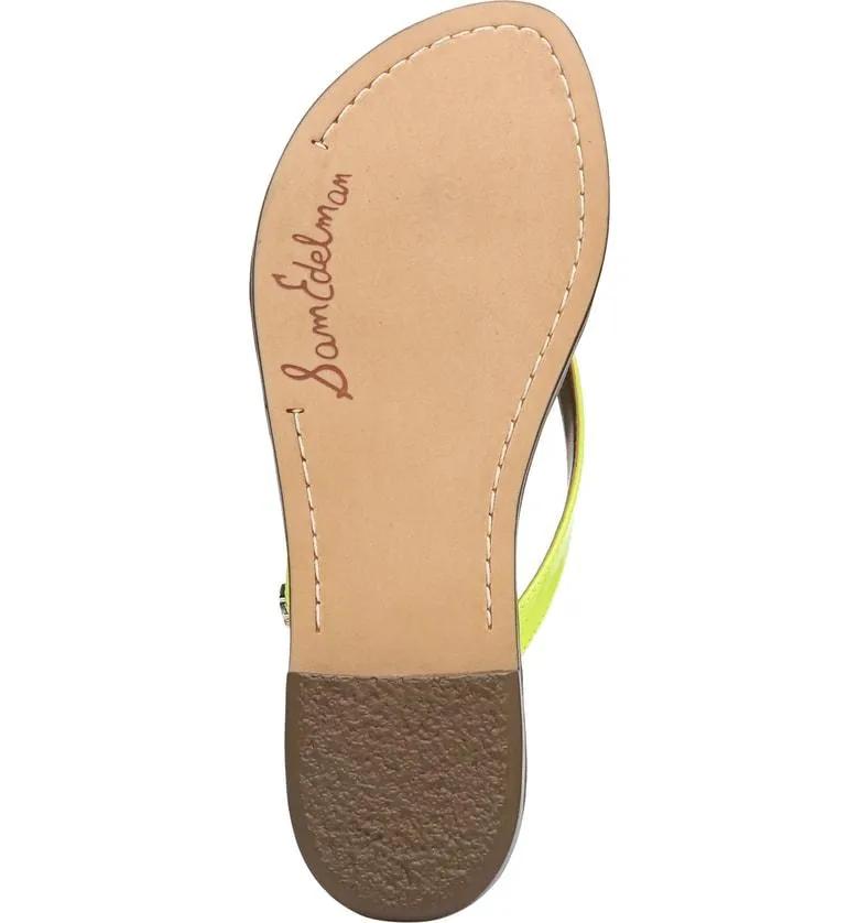 Sam Edelman Gracie Thong Slip On Slide Flat Sandals NEON YELLOW (9, NEON YELLOW)