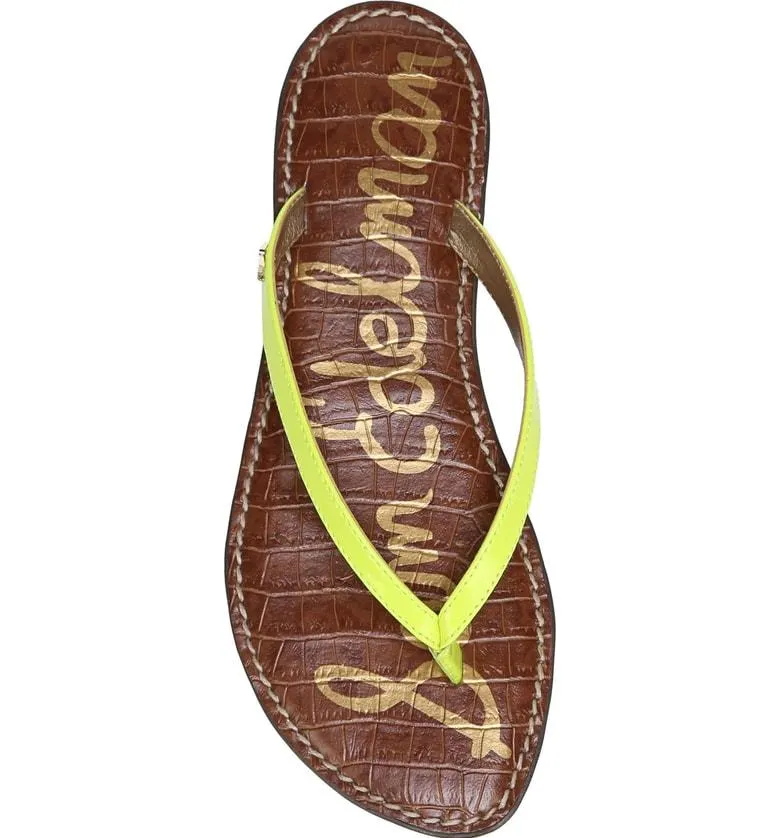 Sam Edelman Gracie Thong Slip On Slide Flat Sandals NEON YELLOW (9, NEON YELLOW)