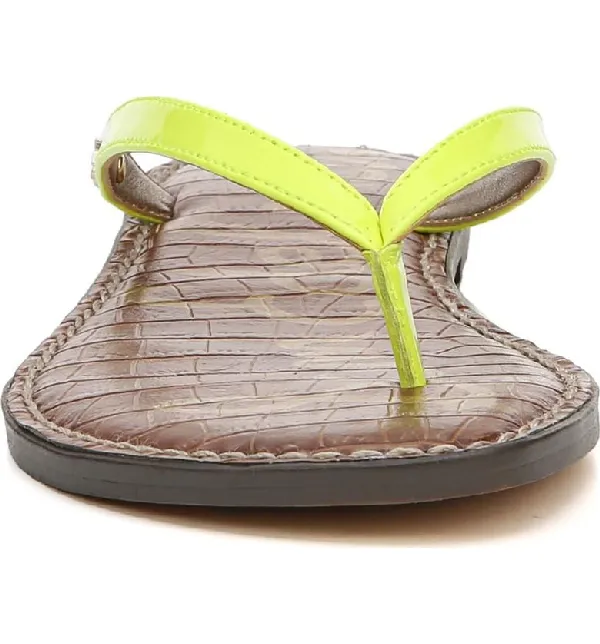 Sam Edelman Gracie Thong Slip On Slide Flat Sandals NEON YELLOW (9, NEON YELLOW)