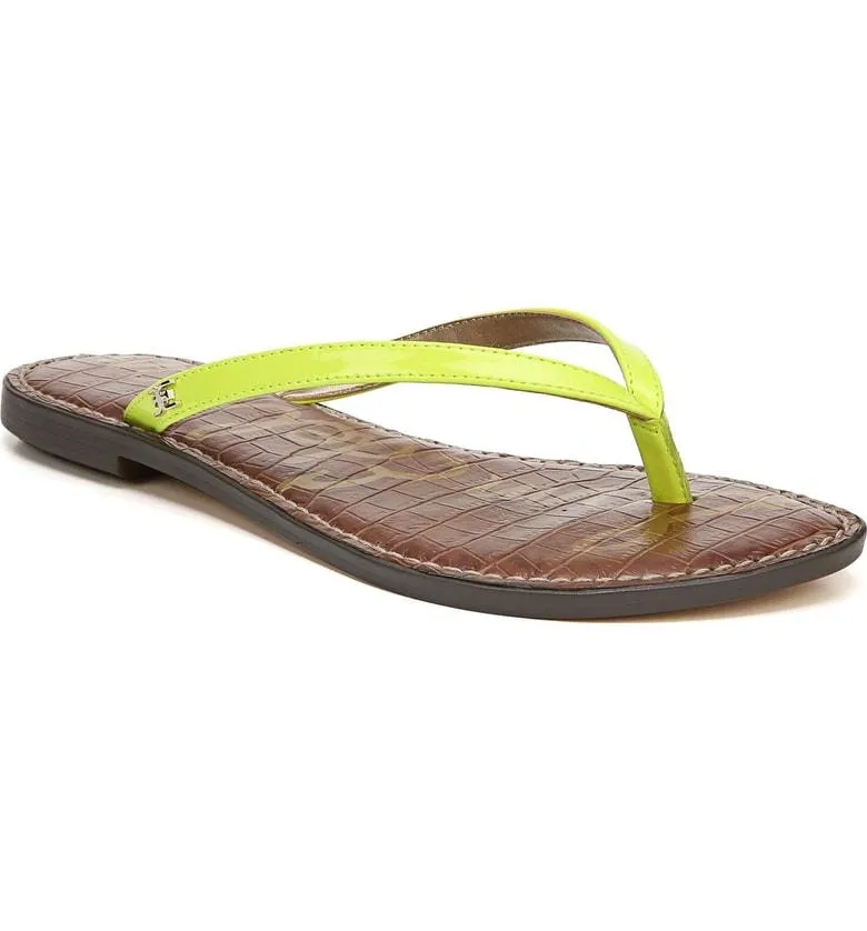 Sam Edelman Gracie Thong Slip On Slide Flat Sandals NEON YELLOW (9, NEON YELLOW)