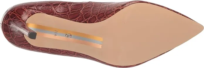 Sam Edelman Hazel Brown Croco Stiletto Heeled Dress Pointed Toe Wide Fashion Pumps